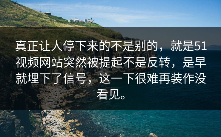 真正让人停下来的不是别的，就是51视频网站突然被提起不是反转，是早就埋下了信号，这一下很难再装作没看见。
