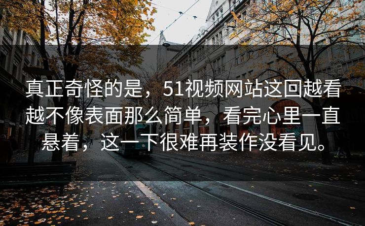 真正奇怪的是，51视频网站这回越看越不像表面那么简单，看完心里一直悬着，这一下很难再装作没看见。