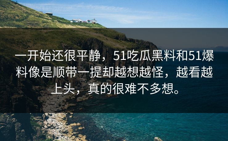 一开始还很平静，51吃瓜黑料和51爆料像是顺带一提却越想越怪，越看越上头，真的很难不多想。