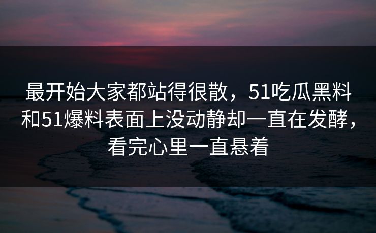 最开始大家都站得很散，51吃瓜黑料和51爆料表面上没动静却一直在发酵，看完心里一直悬着