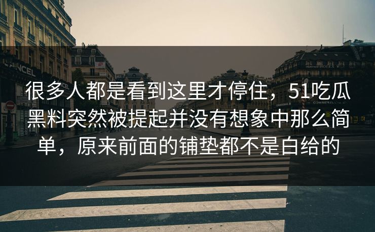 很多人都是看到这里才停住,51吃瓜黑料突然被提起并没有想象中那么简单,原来前面的铺垫都不是白给的
