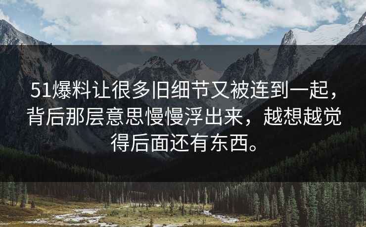 51爆料让很多旧细节又被连到一起，背后那层意思慢慢浮出来，越想越觉得后面还有东西。